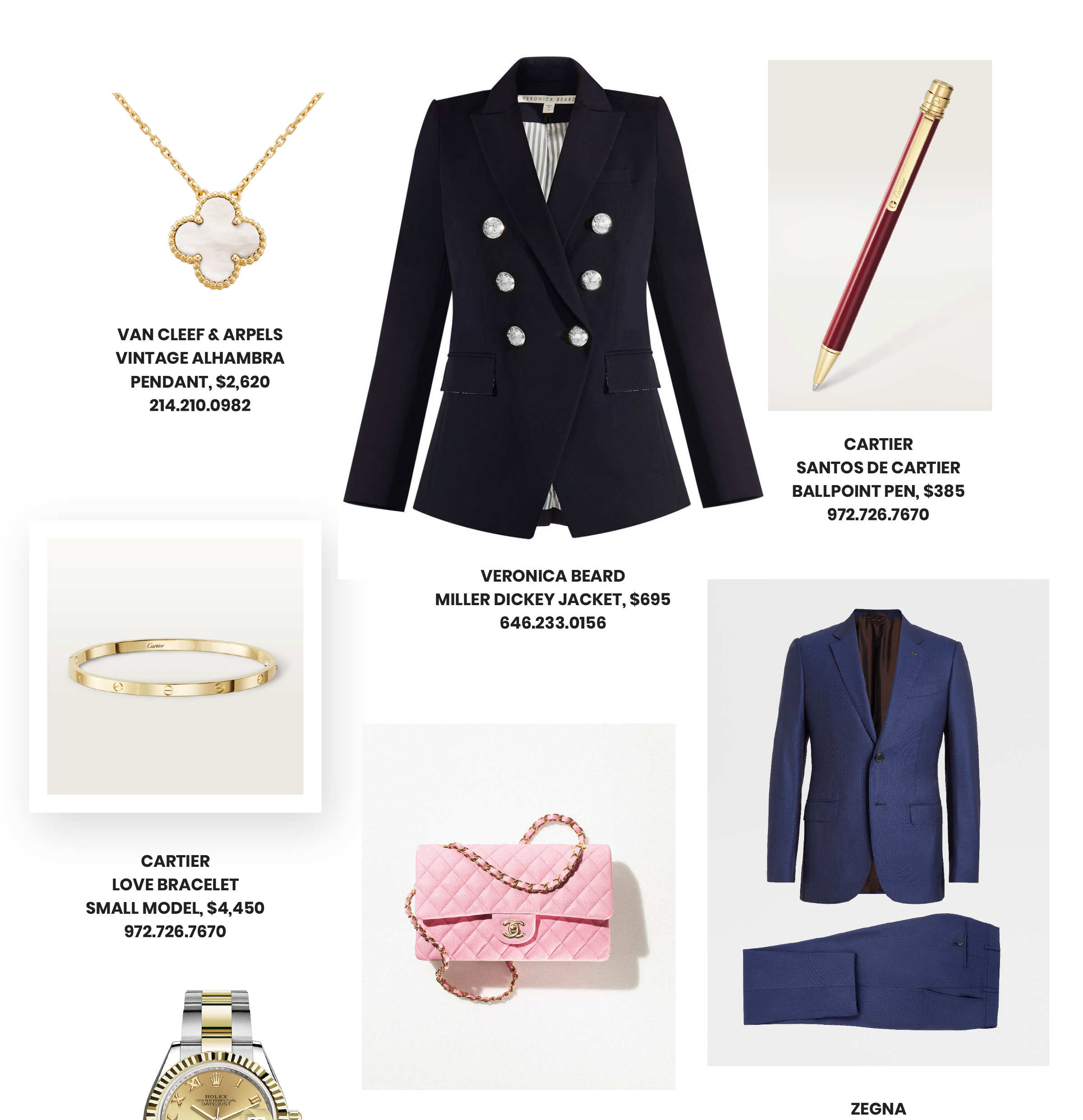 Guía de regalos de graduación para niños y niñas, que incluye un reloj Rolex, un bolso Chanel, un estuche para computadora portátil Goyard y una pulsera Cartier Love