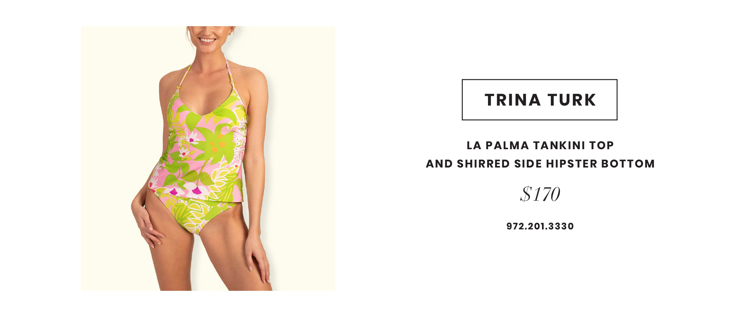 Trina Turk 綠色和粉色花卉坦基尼泳衣