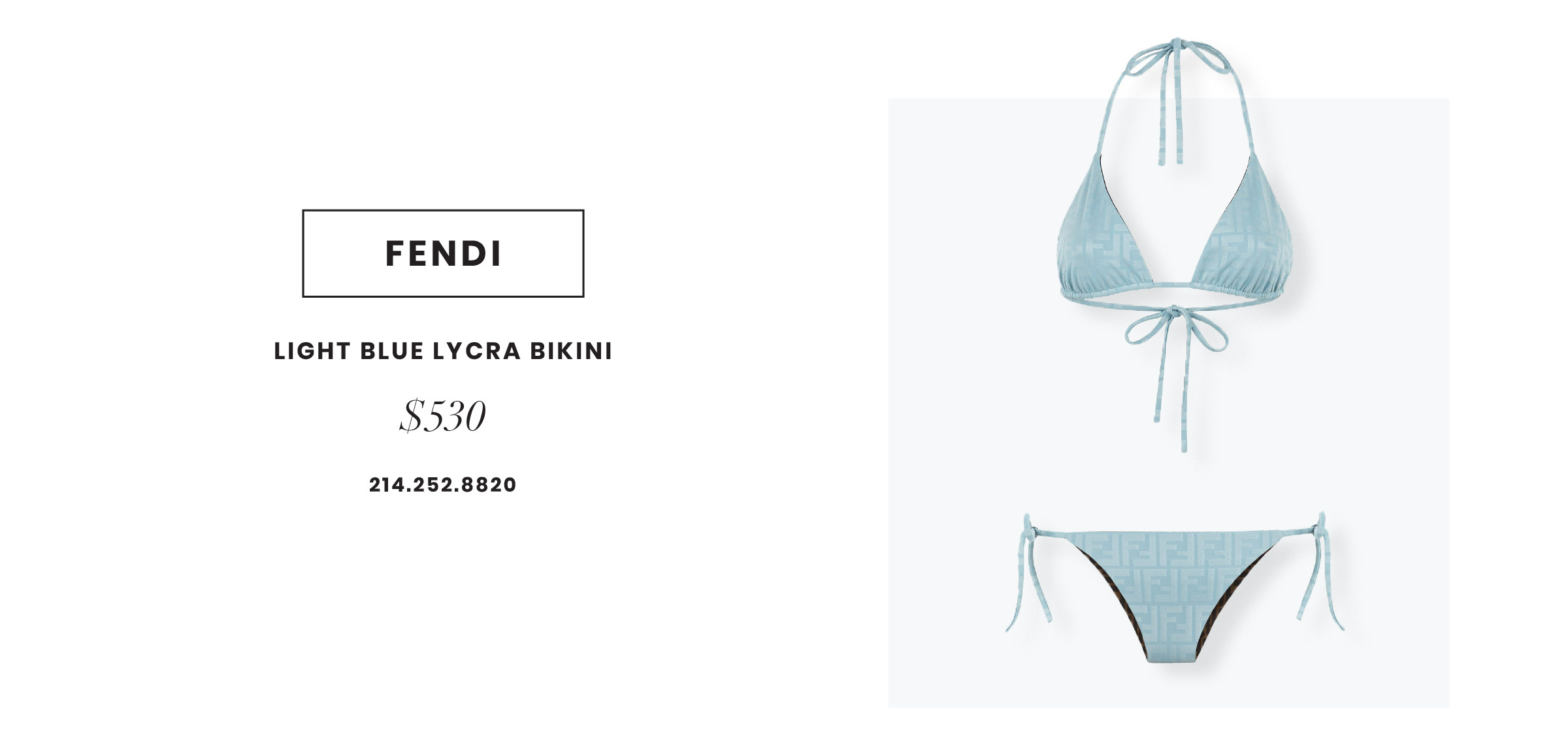 Bikini azul claro con logo de lycra Fendi