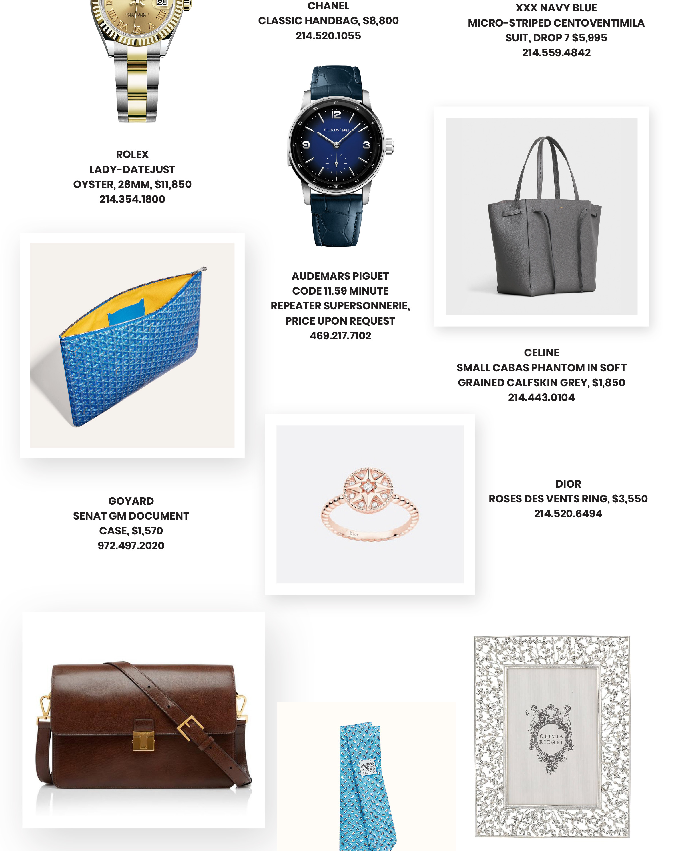 Graduation gift guide for boys and girls, including a Rolex watch, Chanel handbag, Goyard laptop case, and Cartier Love Bracelet
