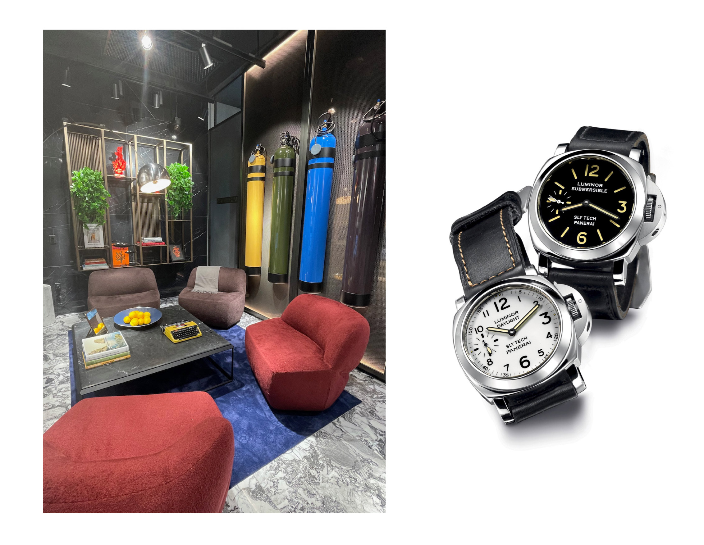 Interior of Panerai boutique at Highland Park Village and Luminor Daylight special edition