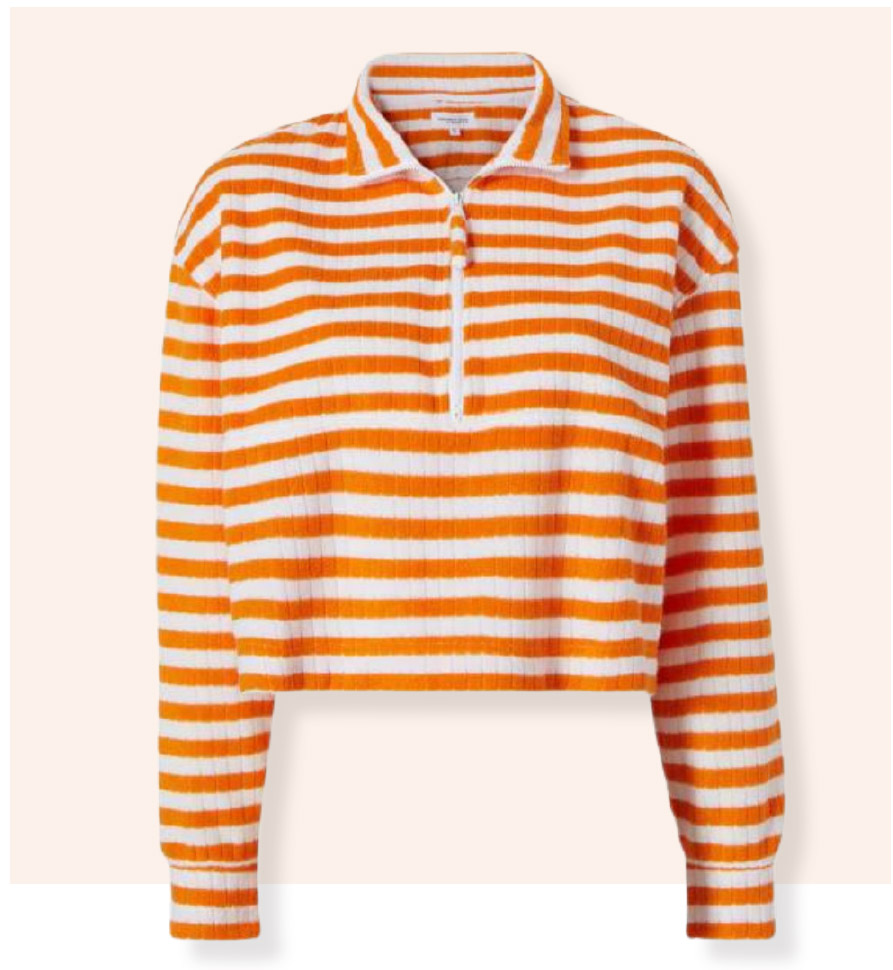 Bandier orange and white sweatshirt for women
