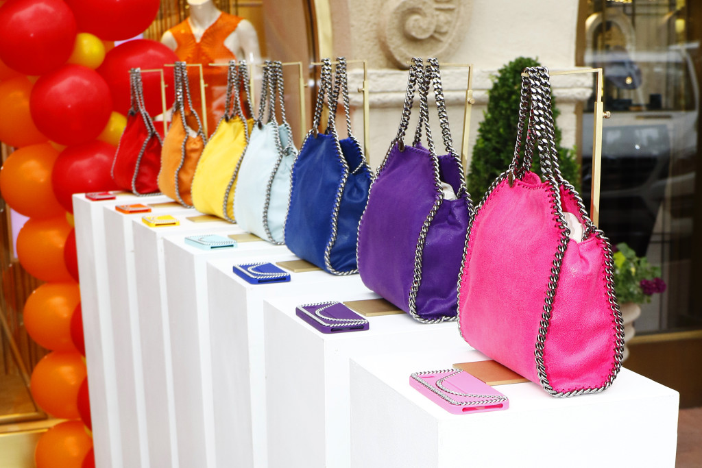 Rainbow Pop Falabella bags and phone cases. 